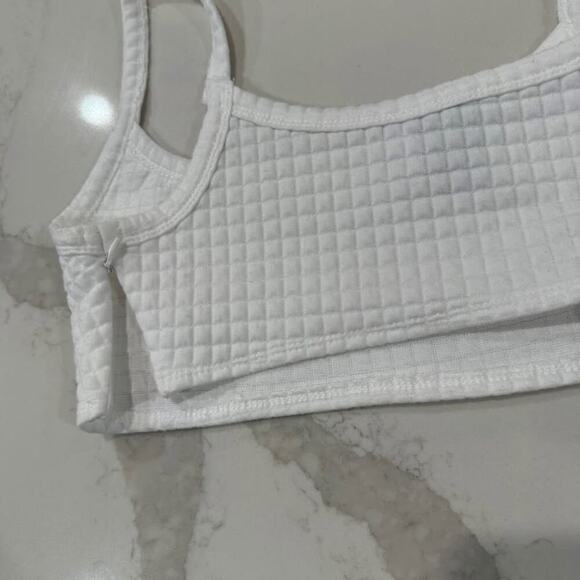 Princess Polly Waffle Knit Lounge Crop Top Women's 6 White Side Zipper Bra Comfy - Picture 4 of 6